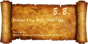 Boberity Bökény névjegykártya